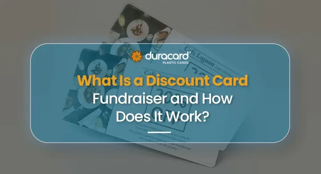 Guide cover showing a stack of discount cards and the title "What Is a Discount Card Fundraiser and How Does It Work?".